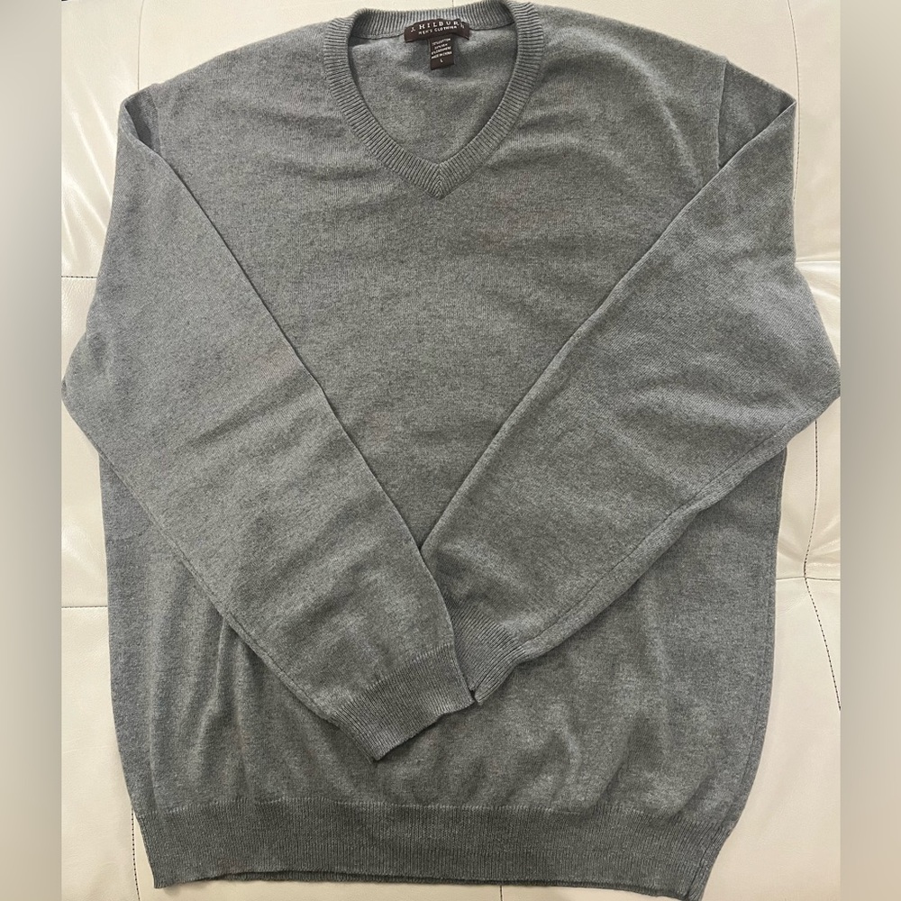 Men’s J.Hilburn Grey V-Neck Sweater L